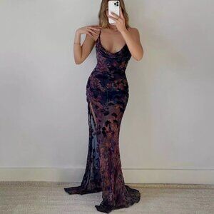 BRAND NEW - Cowl Cross Back Dress in Burn Out Floral